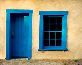 Door photograph, Window Photograph, Adobe, Blue, Fine Art Print, Travel Photography, Southwest Photograph