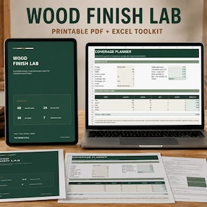 Wood Finish Recipe Cards & Sample Tracker | Stain Mixing Calculator and Printable Workshop Planner