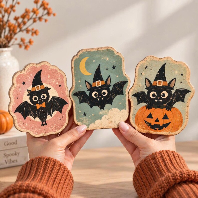 Blocs de construction en bois représentant des animaux d'Halloween, une ...