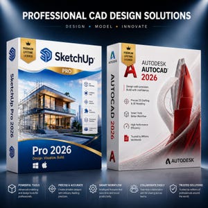 Pacote de Projeto CAD | AutoCAD 2026 + SketchUp Pro 2026 | Arquitetura e Design 3D | Download Imediato