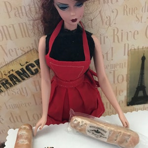 Miniature Bread French Baguette in clear &quot;Boulangerie&quot; Bag 1:6 Scale for Fashion Dolls, Blythe Doll French Bakery Doll Diorama Handcrafted