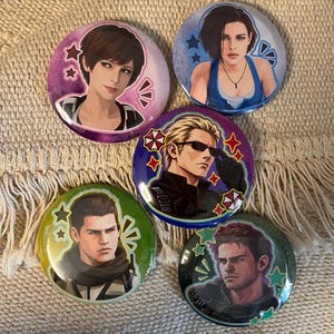 Resident Evil speldjes, 58 mm, personage, game fanart badge