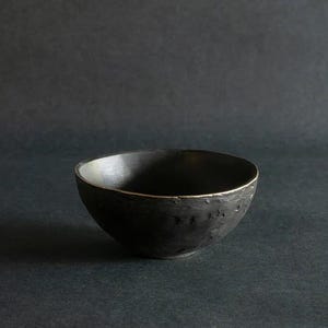 KURO - Set of 2 Handmade Ceramic Bowls, Black Wabi Sabi Pottery, Japanese Inspired Small Bowls, Minimalist Tableware, Artisan Ceramic