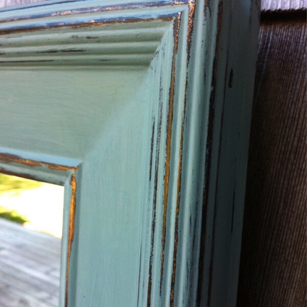 Wall Mirror Painted In Annie Sloan Chalk Paint Duck Egg And Distressed and Waxed