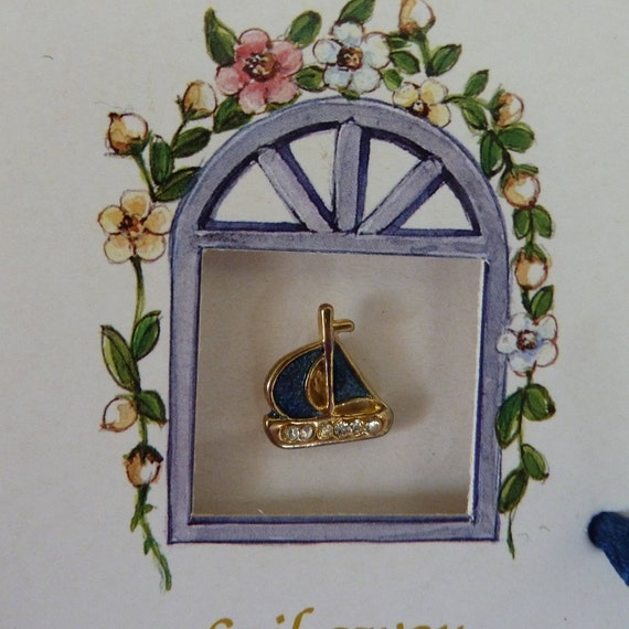 Pin, Lapel Pin, Brooch depicting a tiny sail boat… - image 2