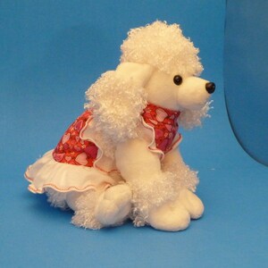 Heart Collage Puppy Dress: White Ruffle & Butterfly Sleeves