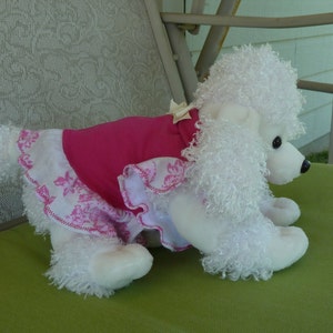 Hot Pink Puppy Dress: Floral Ruffle, Butterfly Sleeves