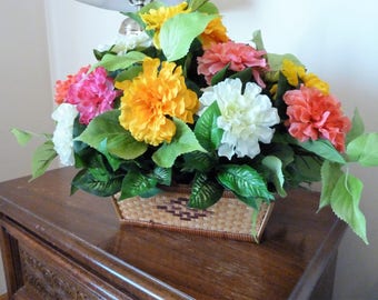 Floral Arrangement, Flower Arrangement, Bouquet of Flowers of beautiful colors in a basket