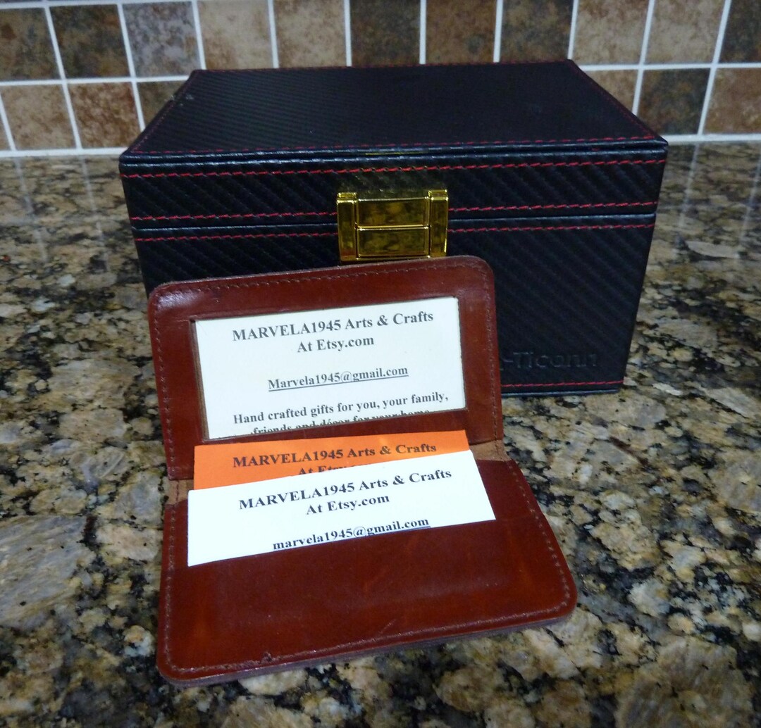 Calling Card Holder, Calling Card Jacket, Case in Brown Leather With ...