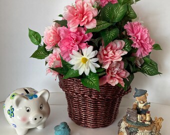 Pink Silk Flower Arrangement: Mauve Basket Centerpiece
