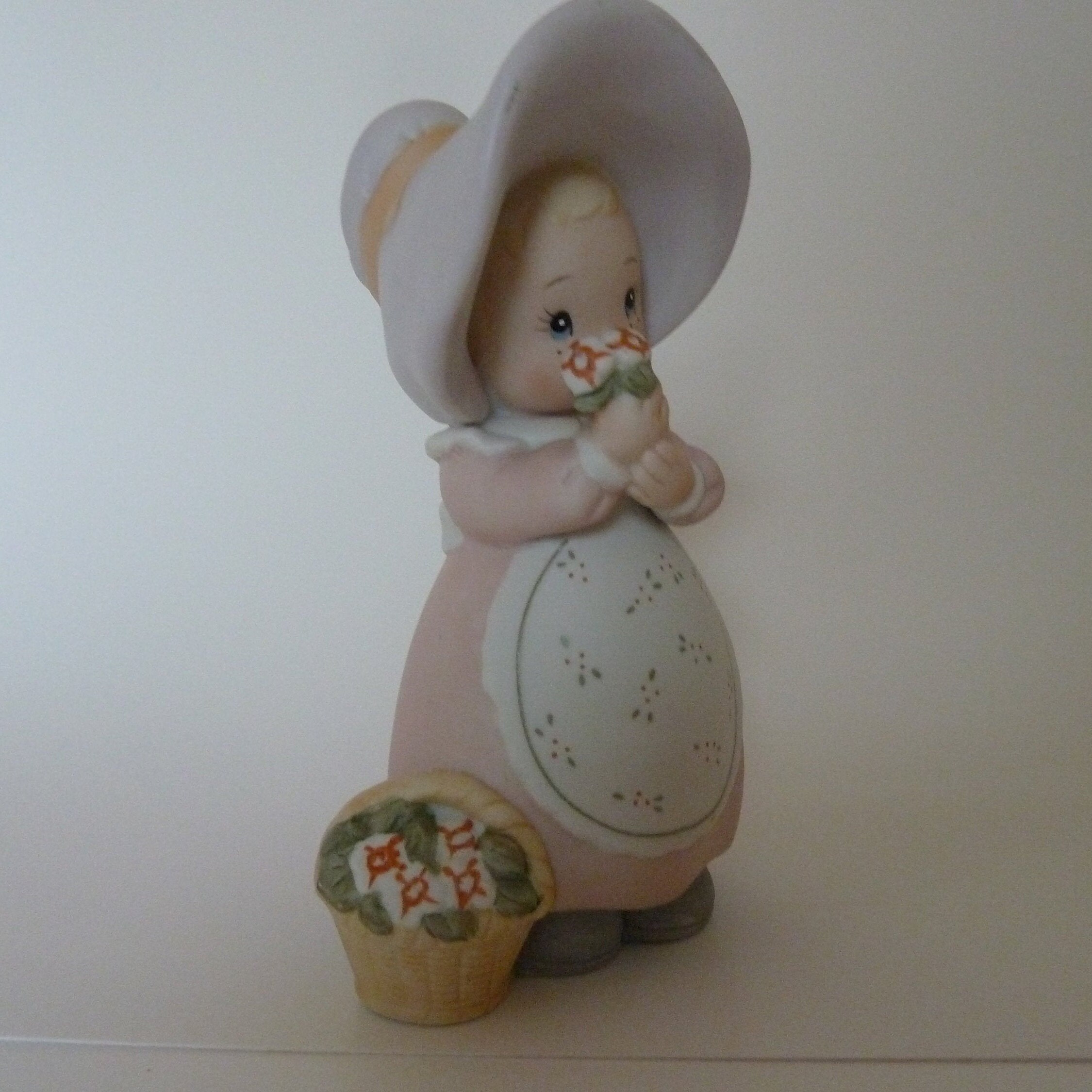 Figurine Little Girl Figurine Girl With a Basket of Flowers Etsy