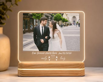 Custom Acrylic Photo Night Light, Personalized Couple Lamp, Wedding Anniversary Gift (LED Illumination)