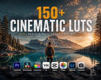 150+ Cinematic LUTs Pack for Video Color Grading, CUBE Video Presets for Vlogs Travel Wedding Films, Mobile and Desktop, Instant Download