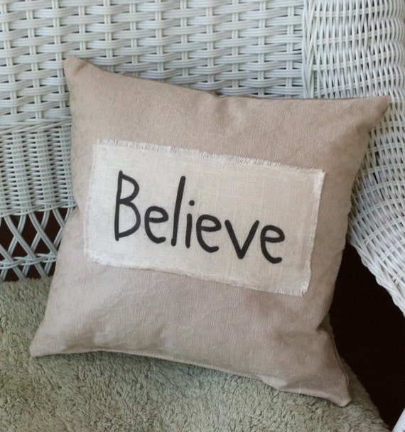 Items similar to Believe expression pillow on Etsy