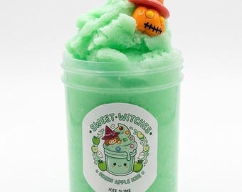 Green Apple Icee Slime Halloween Witch Charm Scented Sensory Gift for Girls Kids ASMR