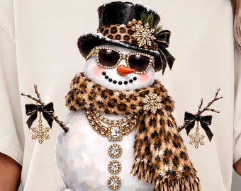 Leopard Snowman png, Glam Snowman png, Sassy Christmas Snowman png, Boujee Snowman png, Christmas Sublimation, Winter png