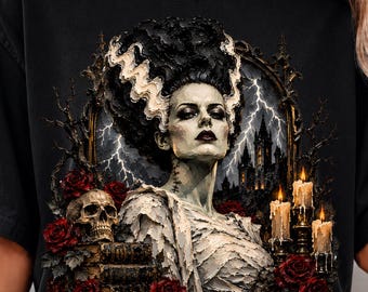 Bride of Frankenstein png, Gothic Halloween png, Horror Bride png, Spooky Halloween Sublimation, Vintage Monster png
