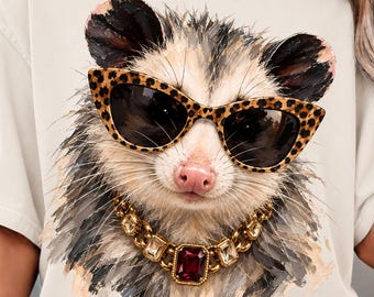 Glam Opossum png, Leopard Opossum png, Sassy Possum png, Boujee Opossum png, Funny Animal png, Opossum Sublimation Design