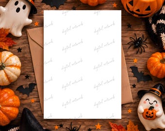 Halloween 5x7 Card Mockup, PSD Smart Object & Canva Mockup, Spooky Greeting Card Mockup, Halloween Invitation Mockup, PNG