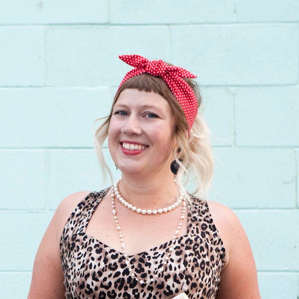 Rockabilly Headband. Red and white. Red polkadot. White polka dots. Rosie the riveter. Halloween costume. Red head band. Pinup headband.