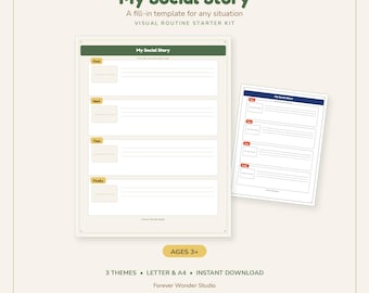 Social Story Template Printable | Blank Fill-In Story for Autism ADHD | Special Needs Support | Instant Download
