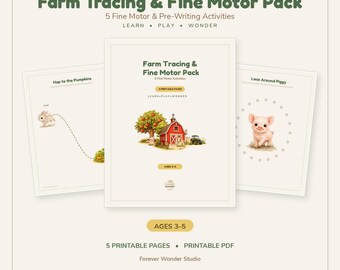 Farm Tracing & Fine Motor Printable Pack | Preschool Pre-Writing Activities | Ages 3-5 | Instant Download