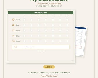 Chores Chart Printable | Visual Schedule for Kids | Autism ADHD Daily Chores | Instant Download