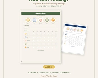 Emotions Check-In Chart Printable | Feelings Chart for Kids | Autism ADHD Emotional Regulation | Instant Download