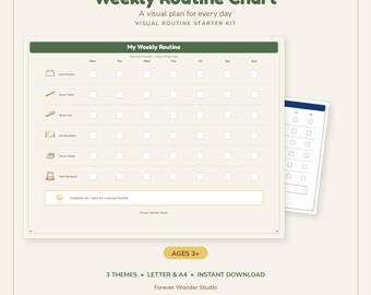 Weekly Routine Chart Printable | Visual Schedule for Kids | Autism ADHD Morning Routine | Instant Download