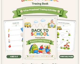Back to School Tracing Book | Preschool Tracing and Pre-Writing Practice | Lines, Shapes and Pencil Control | Ages 3-5