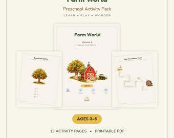 Farm World Preschool Activity Book | 13 Learning Activities | Counting, Tracing, Mazes & More | Ages 3–5