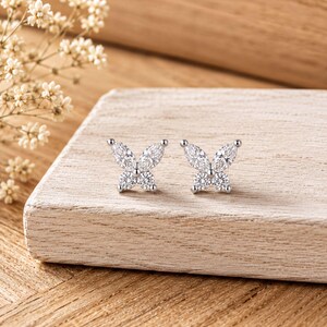 Vlinderoorbellen: Marquise Lab Grown Diamonds (sterlingzilver, goud)