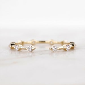 Open Diamond Band, Round Lab-Grown 12-Stone Ring | Gold | Platinum | Minimalist Stackable