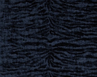 Navy Blue Animal Velvet Upholstery Fabric - Blue Exotic Animal Skin Velvet Fabric for Furniture - Navy Blue Stain Resistant Velvet Fabric