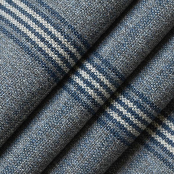 Blue Plaid Upholstery Fabric by the Yard - Blue Grey Stain Resistant Material for Furniture - SP 572