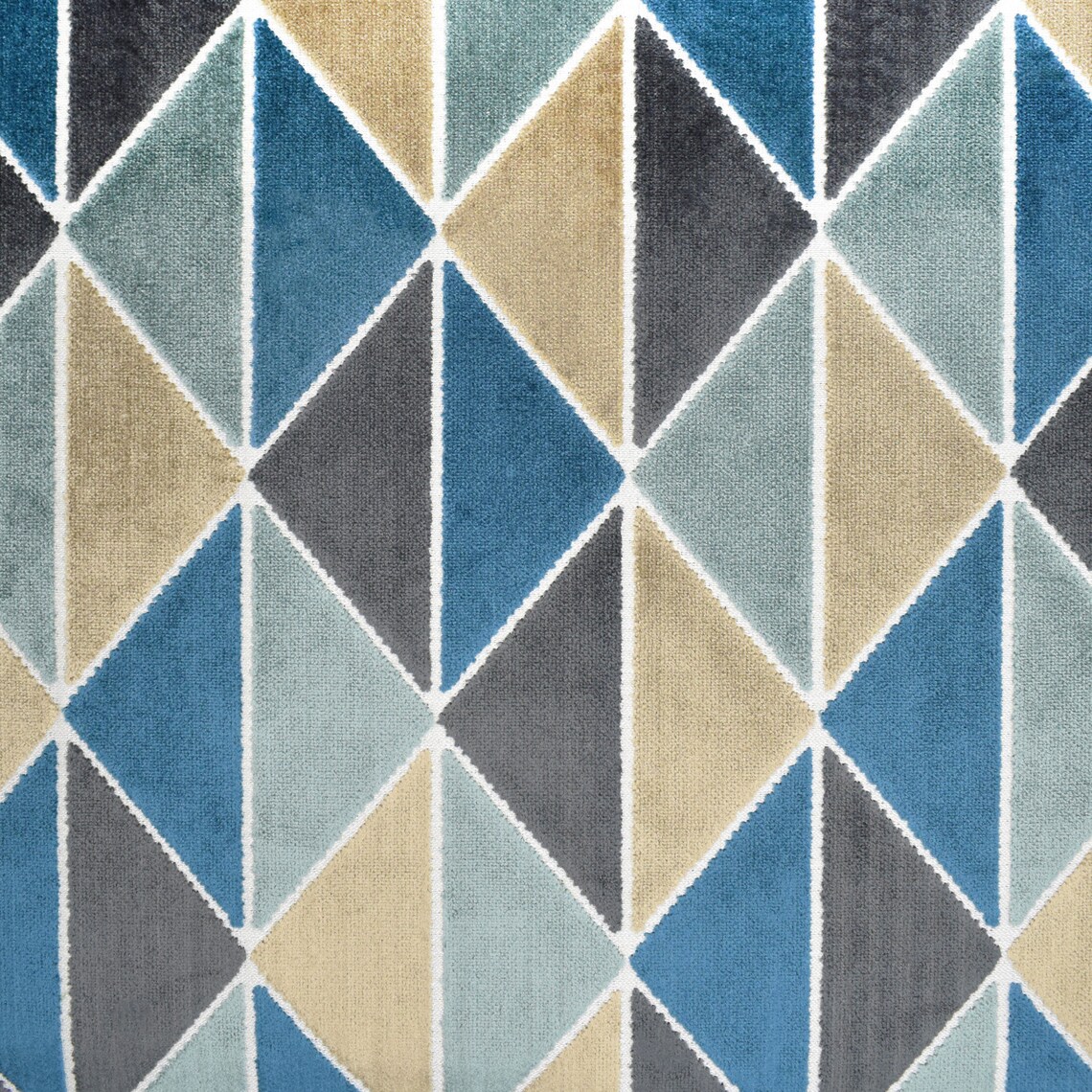 Blue Grey Velvet Upholstery Fabric for Furniture Geometric Etsy