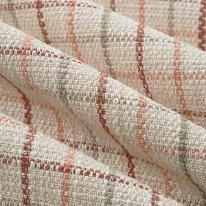 Coral Upholstery Fabric - Multicolored Checked Fabric for Furniture and Window Treatments - SP 191