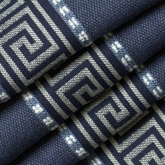 Blue Crypton Upholstery Fabric for Furniture Navy Blue Greek Key Stripe  Fabric for Furniture Navy Crypton Fabric for Chairs SP 1033 