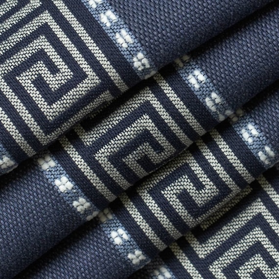 Blue Crypton Upholstery Fabric for Furniture Navy Blue Greek Key Stripe  Fabric for Furniture Navy Crypton Fabric for Chairs SP 1033 