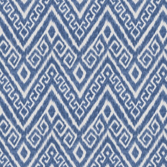 Navy Blue Linen Ikat Fabric Modern Navy Blue Curtains Ikat Etsy