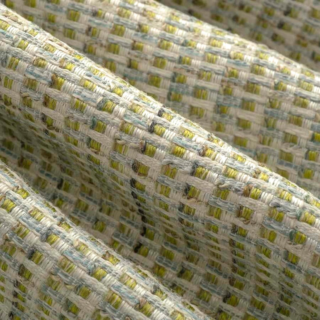 Chartreuse Upholstery Fabric Light Blue and Grey Woven Fabric for