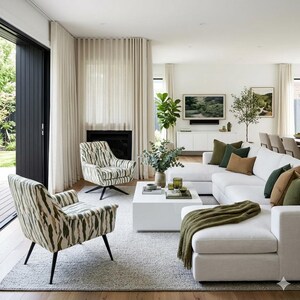 Tela de tapicería color oliva - Tela bordada en verde oliva y azul verdoso para cortinas y estores - SP 172 imagen 2
