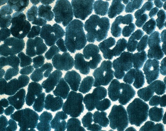 Dark Teal Animal Velvet Upholstery Fabric for Furniture - Teal Animal Skin Velvet - Raised Velvet Cheetah Upholstery Fabric - SP 3402