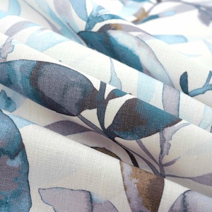 Blue Floral Upholstery Fabric - Multicolored Botanical Fabric for Furniture and Window Treatments - Lavender Fabric - SP 151