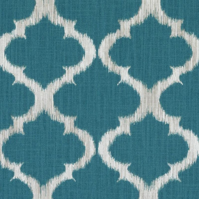 Teal Geometric Upholstery Fabric Dark Teal Moroccan Fabric Etsy