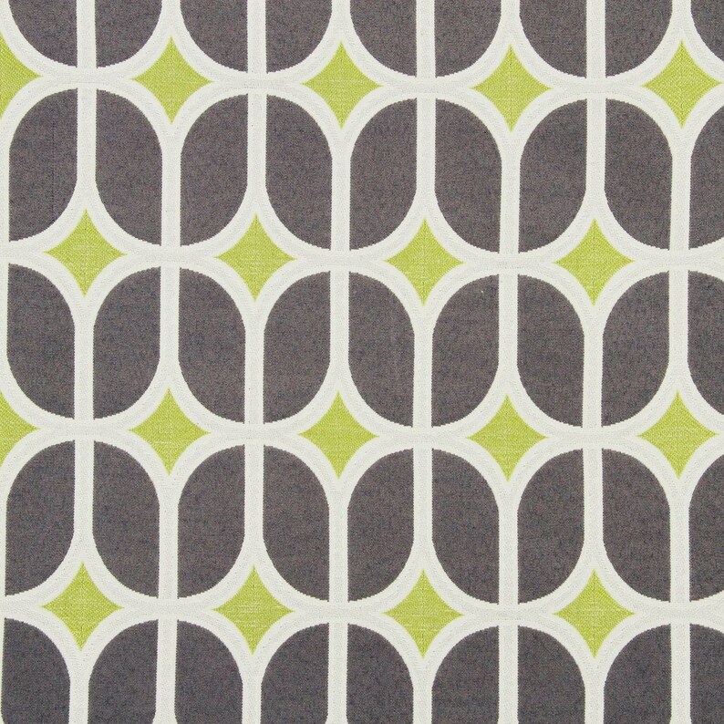 Grey Geometric Upholstery Fabric Modern Lime Green Fabric Etsy