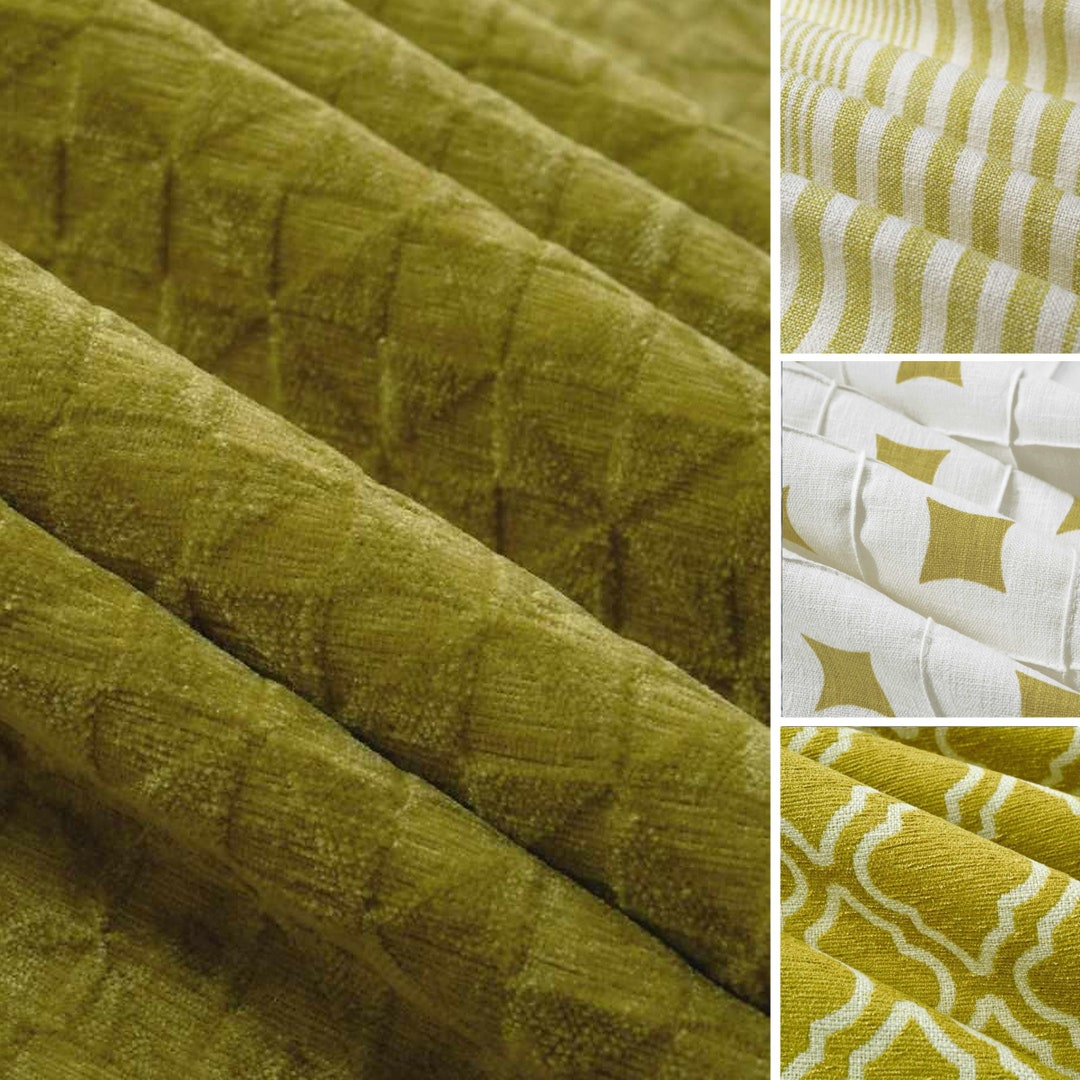 Chartreuse Velvet Upholstery Fabric Chartreuse White Stripe Upholstery