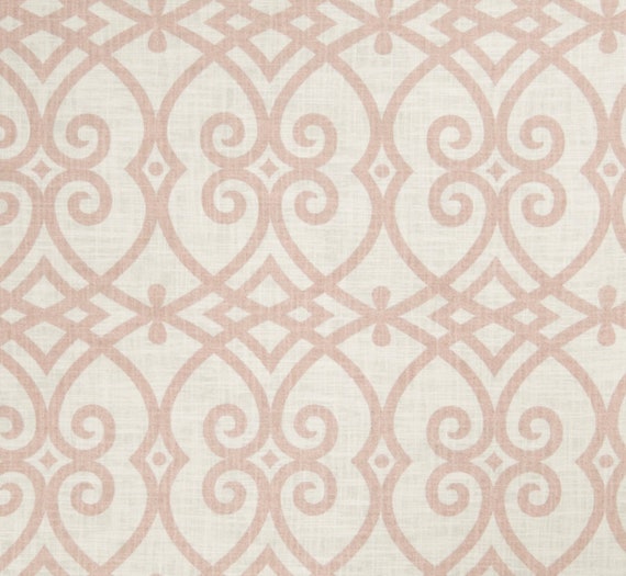 Blush Pink Trellis Fabric Modern Pink Linen Upholstery Etsy