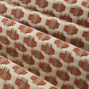 Geometric Upholstery Fabric: Orange, Taupe, Grey Cotton Texture - 54&quot; Wide - SP 639