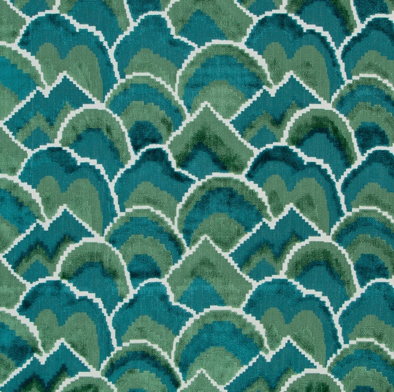 Teal Velvet Upholstery Fabric Modern Emerald Green Velvet | Etsy